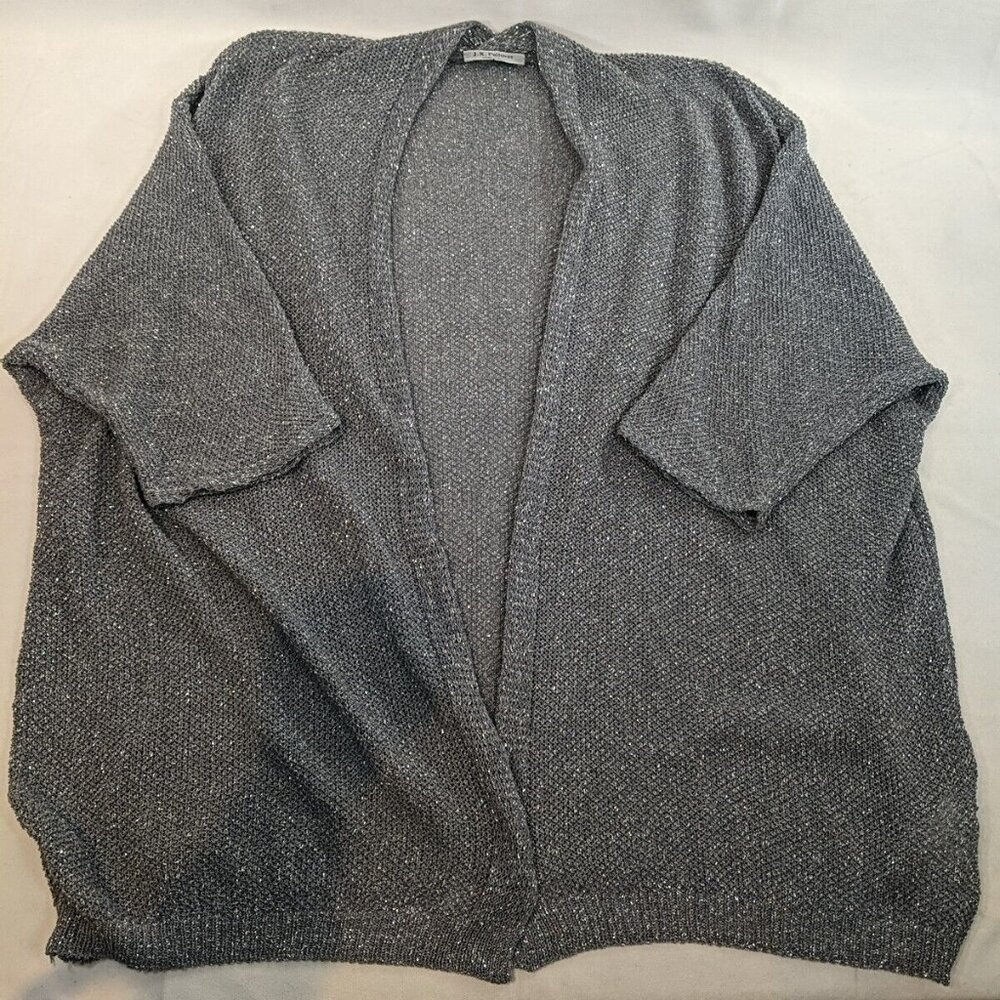 J. X. Pullover Silver Metallic Blue Gray Knit Cardigan S Small Women's Italy